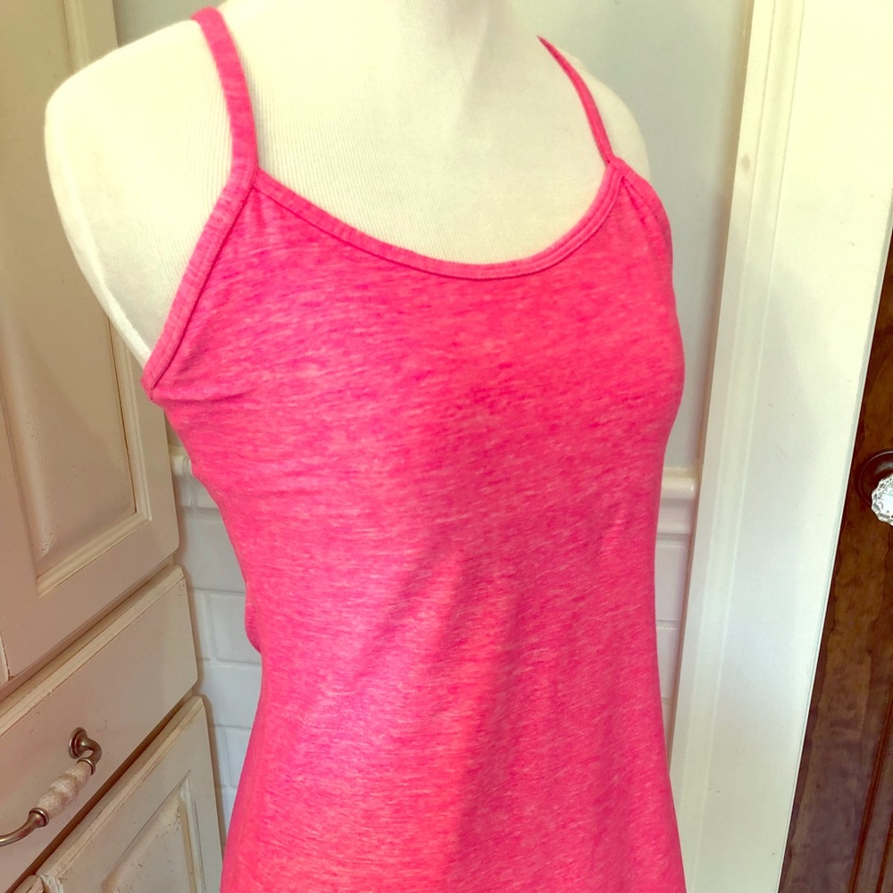HOT Pink heather tank top with built in bra